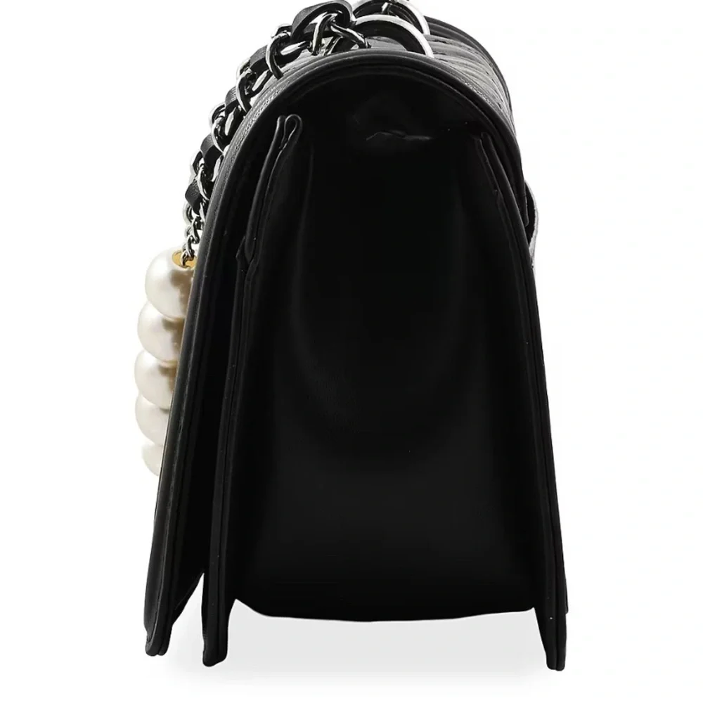 Badgley Mischka diamond quilted cross body with pearls black